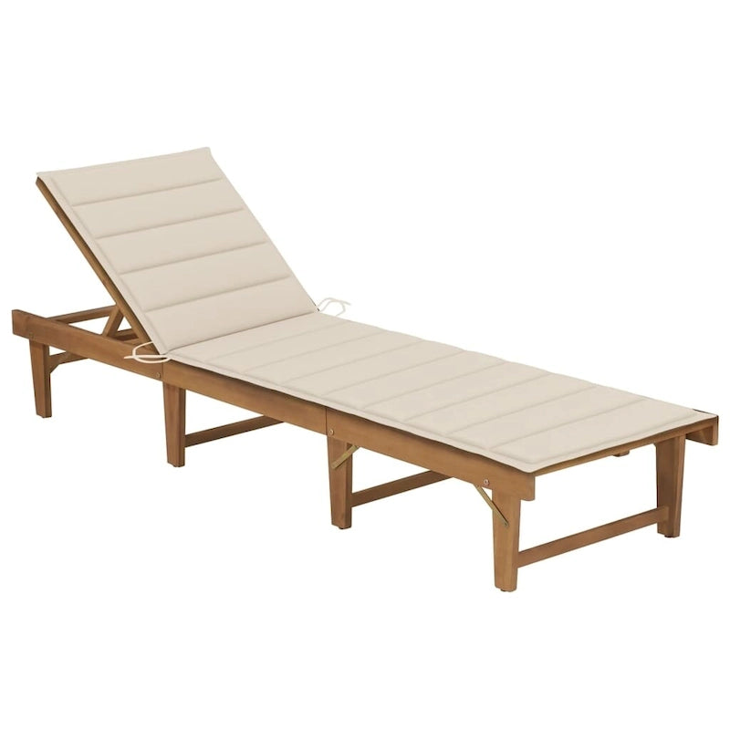 vidaXL Sdraio da Giardino con Cuscino Pieghevole Legno Massello di Acacia - 78.7 x 24 x 11.8/33.9