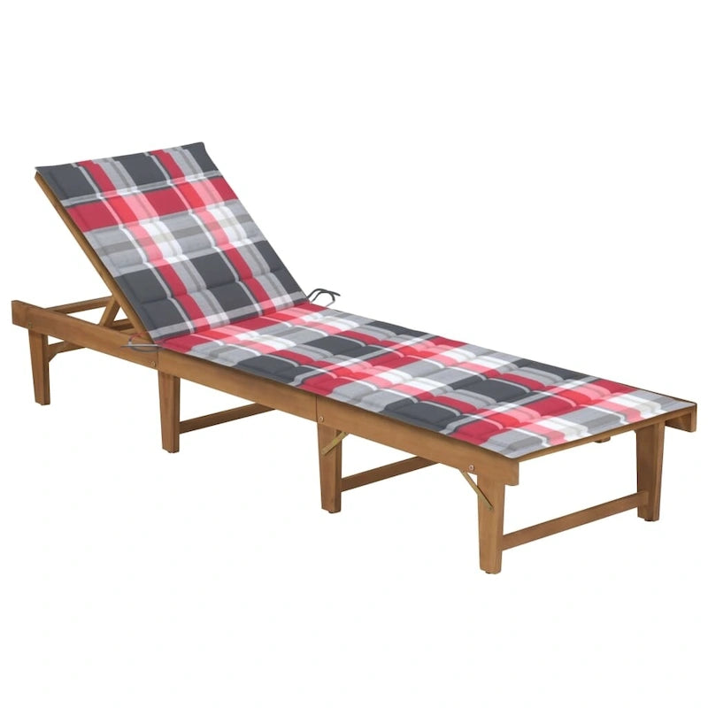 vidaXL Sdraio da Giardino con Cuscino Pieghevole Legno Massello di Acacia - 78.7 x 24 x 11.8/33.9