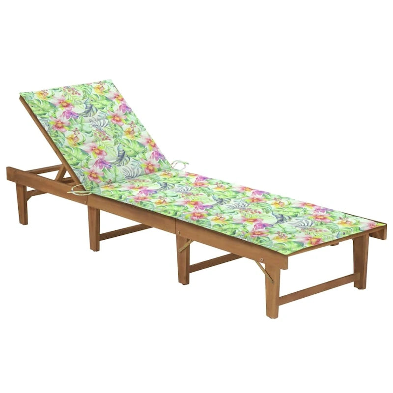 vidaXL Sdraio da Giardino con Cuscino Pieghevole Legno Massello di Acacia - 78.7 x 24 x 11.8/33.9
