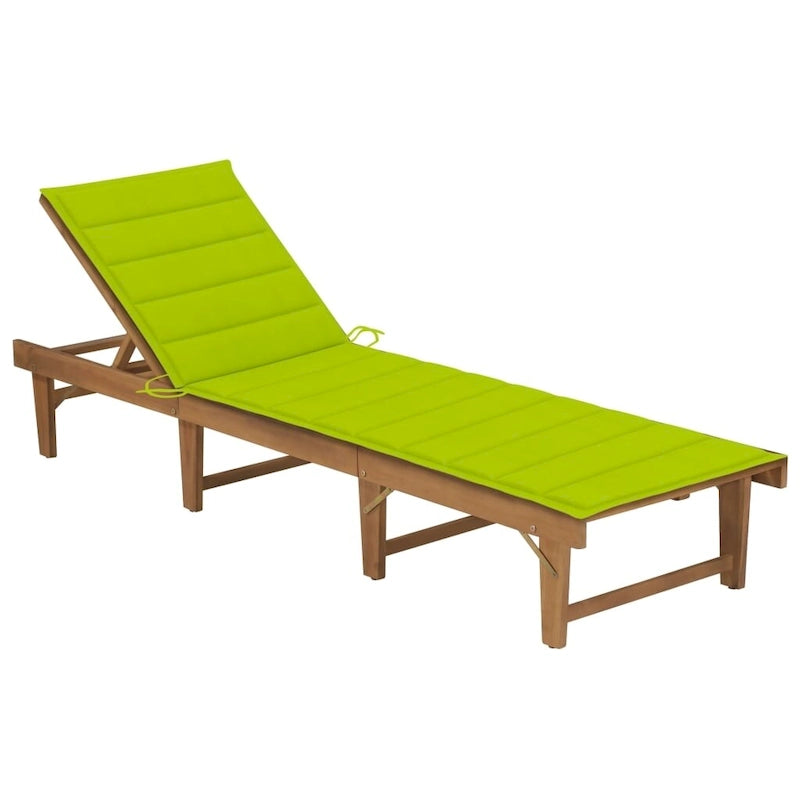 vidaXL Sdraio da Giardino con Cuscino Pieghevole Legno Massello di Acacia - 78.7 x 24 x 11.8/33.9