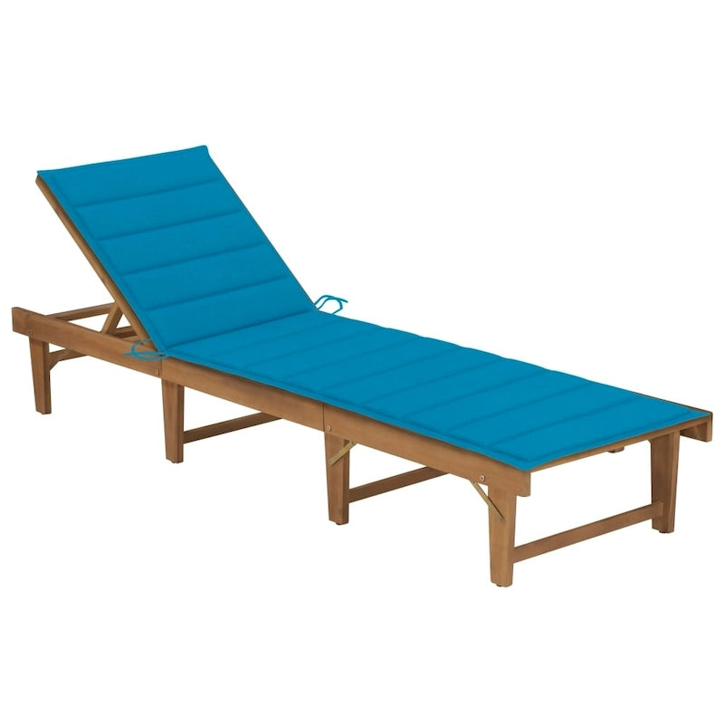 vidaXL Sdraio da Giardino con Cuscino Pieghevole Legno Massello di Acacia - 78.7 x 24 x 11.8/33.9