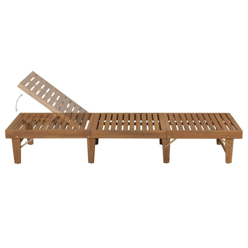 vidaXL Sdraio da Giardino con Cuscino Pieghevole Legno Massello di Acacia - 78.7 x 24 x 11.8/33.9