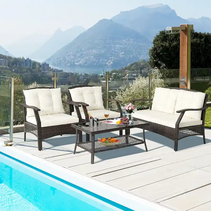 Costway Set da conversazione da esterno in rattan da 8 pezzi Set divano da patio in rattan con