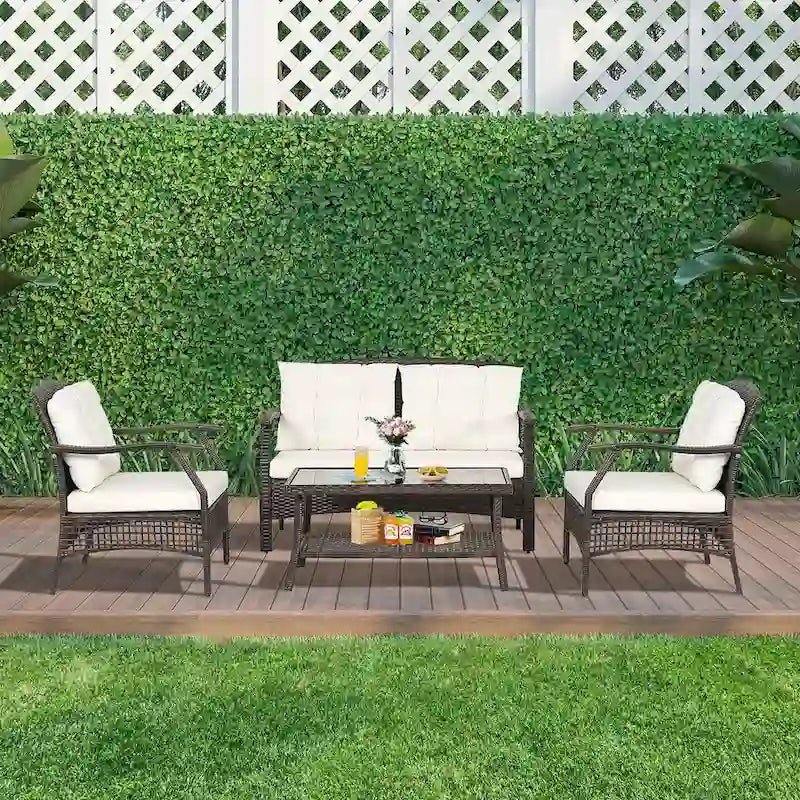 Costway Set da conversazione da esterno in rattan da 8 pezzi Set divano da patio in rattan con