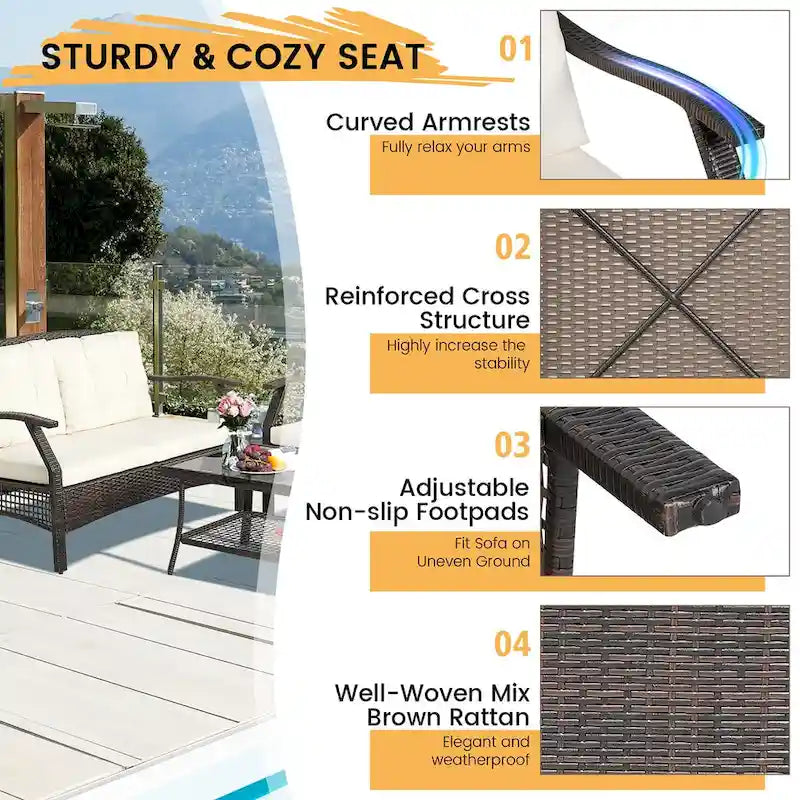 Costway Set da conversazione da esterno in rattan da 8 pezzi Set divano da patio in rattan con