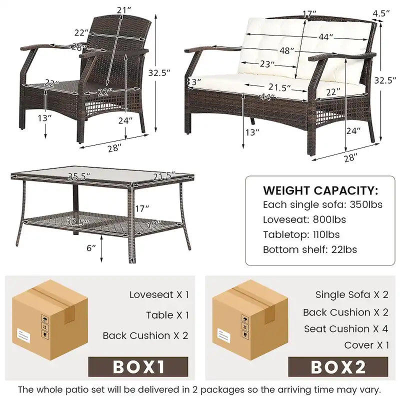 Costway Set da conversazione da esterno in rattan da 8 pezzi Set divano da patio in rattan con