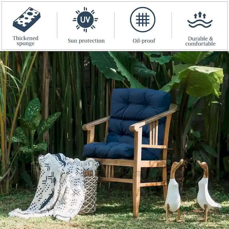 Cuscino per sedia da giardino trapuntato 22 x 44 - 44 (L) x 22 (P) x 5 (A)