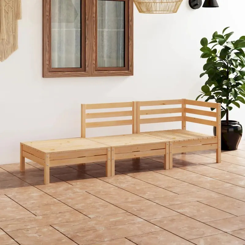 vidaXL Salotto da Giardino 3 pz Set Divano Sezionale da Esterno in Legno Massello di Pino