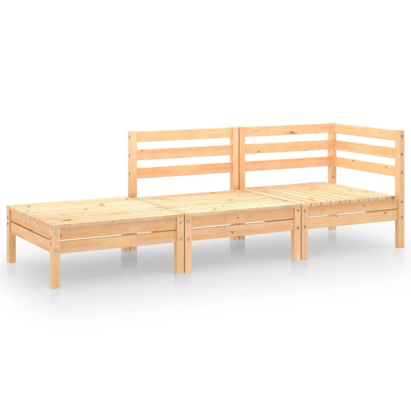 vidaXL Salotto da Giardino 3 pz Set Divano Sezionale da Esterno in Legno Massello di Pino