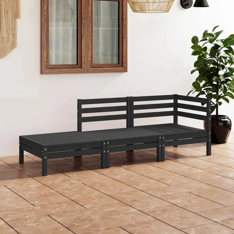 vidaXL Salotto da Giardino 3 pz Set Divano Sezionale da Esterno in Legno Massello di Pino