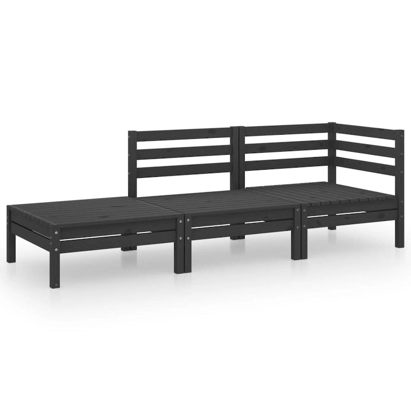 vidaXL Salotto da Giardino 3 pz Set Divano Sezionale da Esterno in Legno Massello di Pino