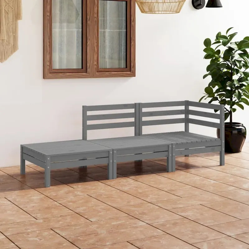 vidaXL Salotto da Giardino 3 pz Set Divano Sezionale da Esterno in Legno Massello di Pino