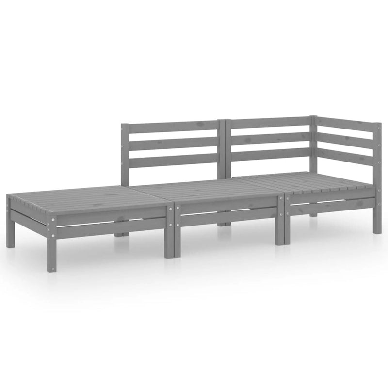 vidaXL Salotto da Giardino 3 pz Set Divano Sezionale da Esterno in Legno Massello di Pino