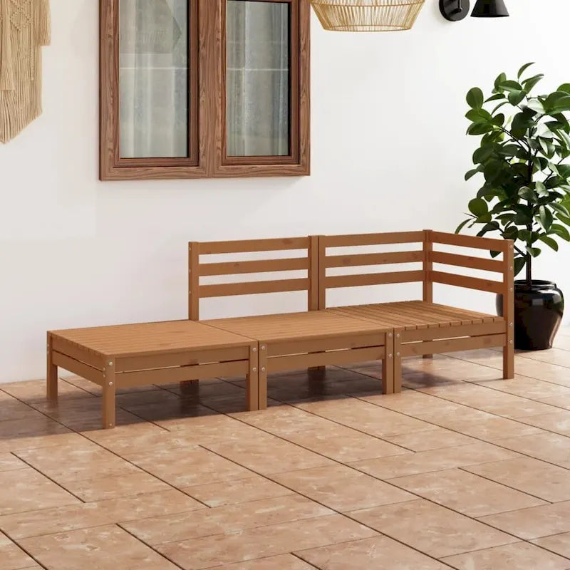 vidaXL Salotto da Giardino 3 pz Set Divano Sezionale da Esterno in Legno Massello di Pino