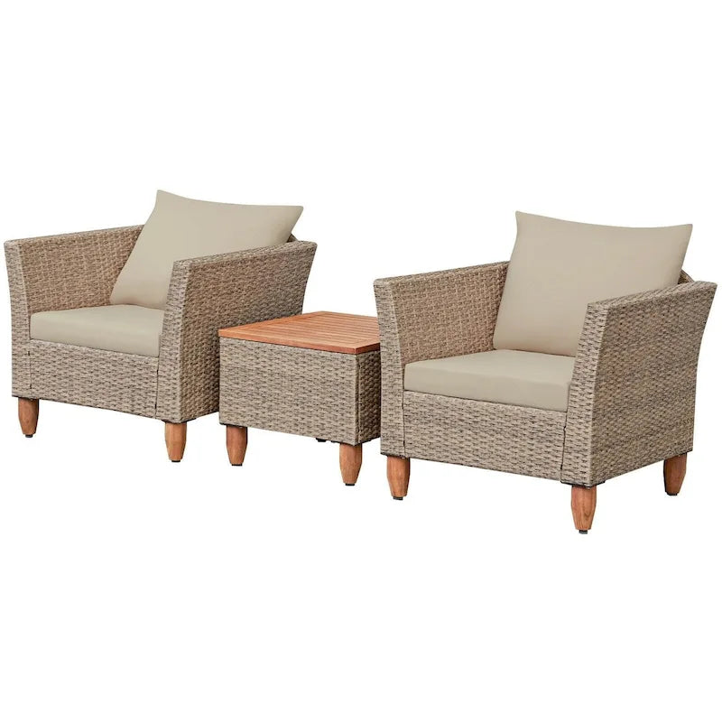 Set di mobili da giardino in rattan da 3 pezzi con cuscino lavabile per cortile o portico - 29 x 27 x 28 (L x P x A)