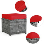 Ensemble de salle à manger d'extérieur en rotin 7 pièces avec canapé modulable, ottoman en osier et coussins moelleux