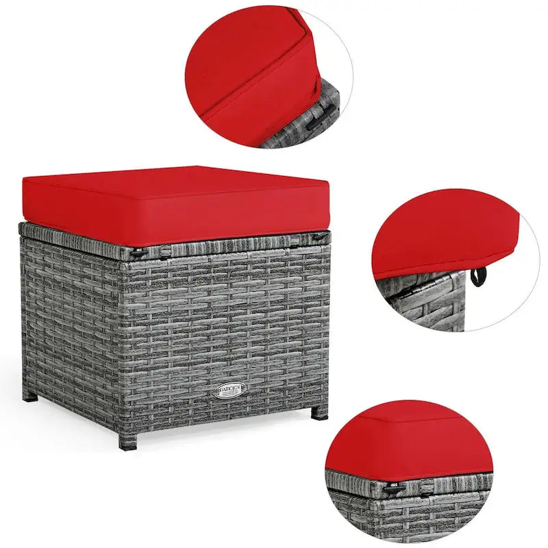 Ensemble de salle à manger d'extérieur en rotin 7 pièces avec canapé modulable, ottoman en osier et coussins moelleux