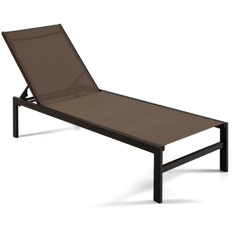 6-Position Chaise Lounge Chairs with Rustproof Aluminium Frame - 60.5-78 x 25 x 39.5-25.5 (L x W x H)