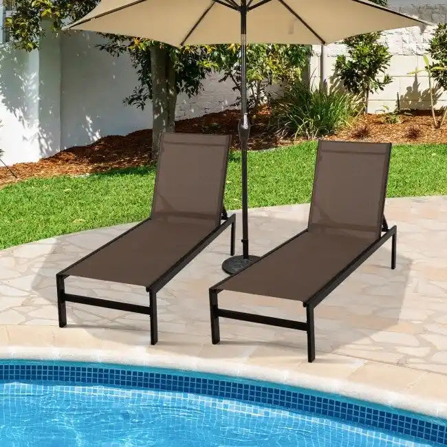 Lettini prendisole a 6 posizioni con struttura in alluminio antiruggine - 60,5-78 x 25 x 39,5-25,5 (L x P x A)