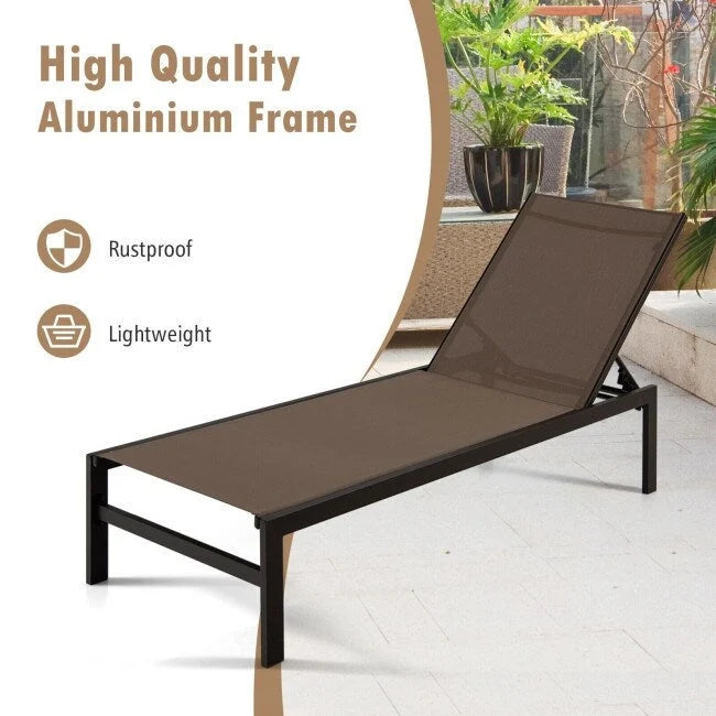 Chaises longues multipositions avec structure en aluminium inoxydable – 60,5-78 x 25 x 39,5-25,5 (L x l x H)