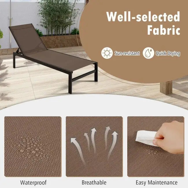 Chaises longues multipositions avec structure en aluminium inoxydable – 60,5-78 x 25 x 39,5-25,5 (L x l x H)