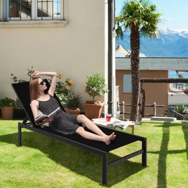 Chaises longues multipositions avec structure en aluminium inoxydable – 60,5-78 x 25 x 39,5-25,5 (L x l x H)