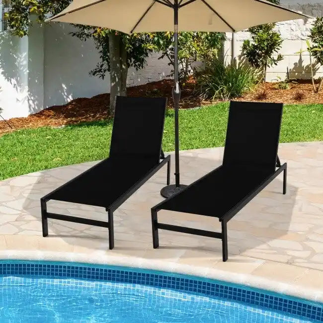 Chaises longues multipositions avec structure en aluminium inoxydable – 60,5-78 x 25 x 39,5-25,5 (L x l x H)