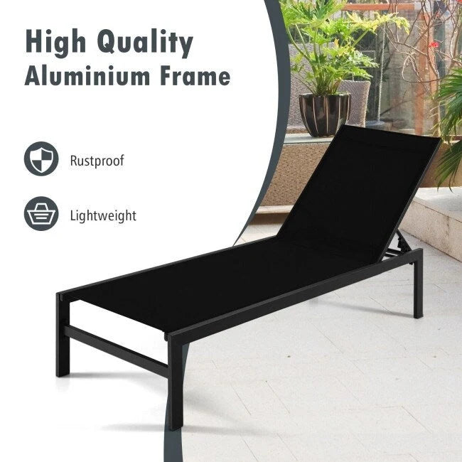 Chaises longues multipositions avec structure en aluminium inoxydable – 60,5-78 x 25 x 39,5-25,5 (L x l x H)