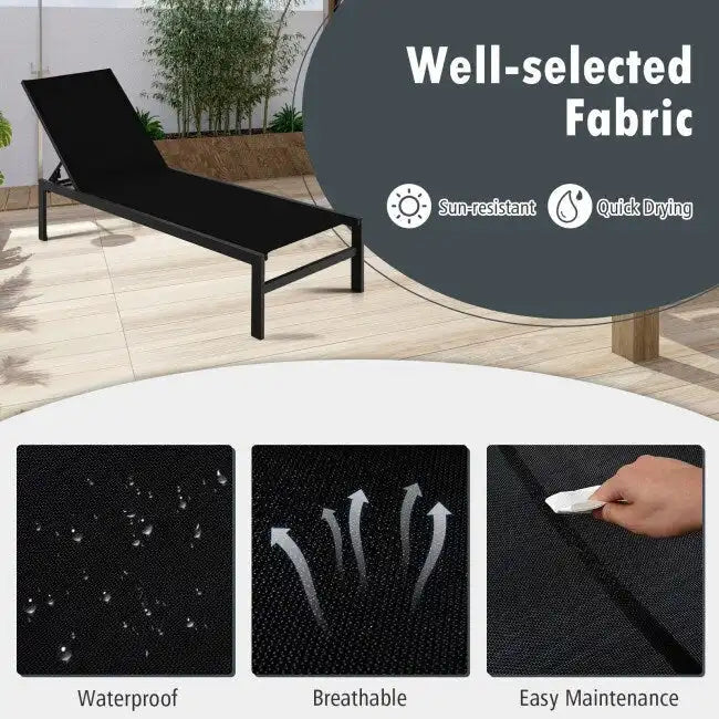 Chaises longues multipositions avec structure en aluminium inoxydable – 60,5-78 x 25 x 39,5-25,5 (L x l x H)