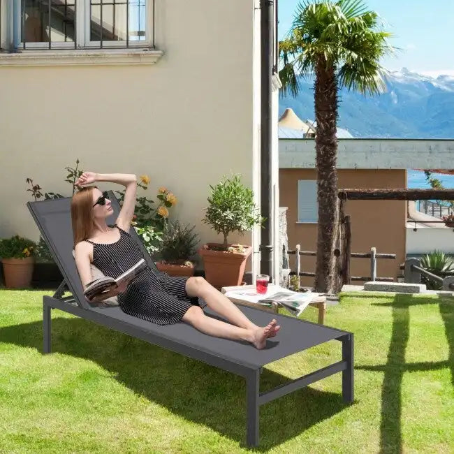 Chaises longues multipositions avec structure en aluminium inoxydable – 60,5-78 x 25 x 39,5-25,5 (L x l x H)