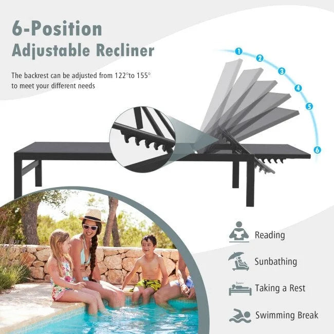 Chaises longues multipositions avec structure en aluminium inoxydable – 60,5-78 x 25 x 39,5-25,5 (L x l x H)