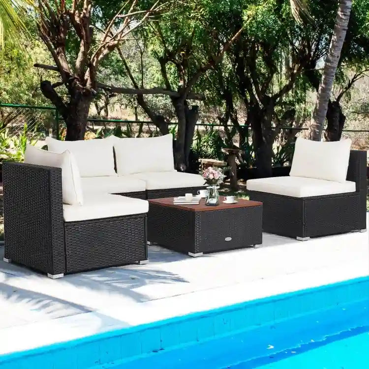 Set di mobili da esterno moderno da 5 pezzi per giardino e bordo piscina - 27 x 25 x 25,5 (L x P x A)