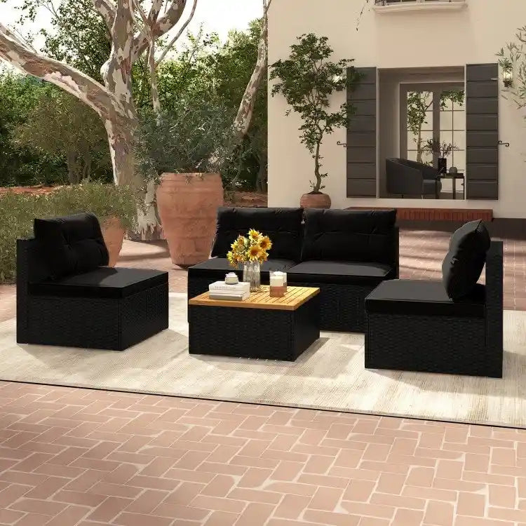 Ensemble de meubles de jardin modernes 5 pièces pour cour et bord de piscine - 27 x 25 x 25,5 (L x l x H)