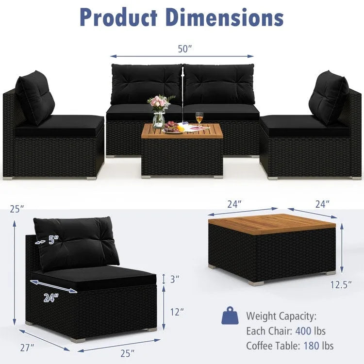 Ensemble de meubles de jardin modernes 5 pièces pour cour et bord de piscine - 27 x 25 x 25,5 (L x l x H)