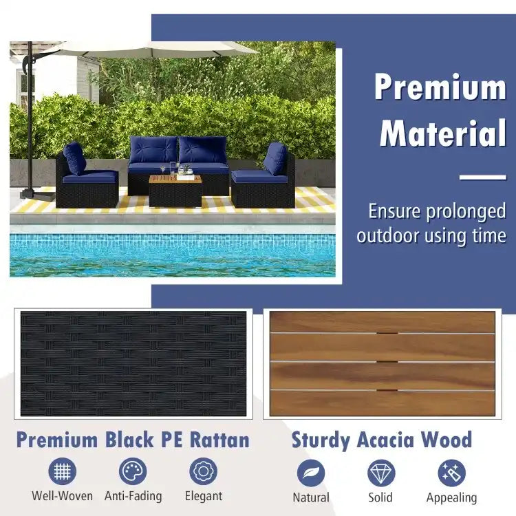 Ensemble de meubles de jardin modernes 5 pièces pour cour et bord de piscine - 27 x 25 x 25,5 (L x l x H)
