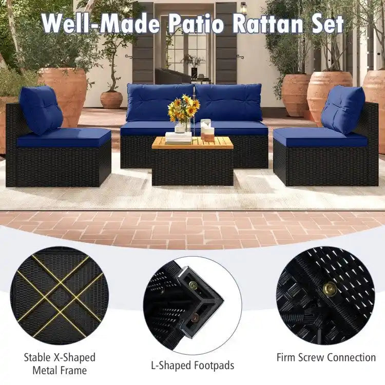 Ensemble de meubles de jardin modernes 5 pièces pour cour et bord de piscine - 27 x 25 x 25,5 (L x l x H)
