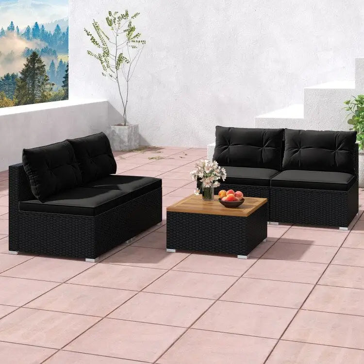 Ensemble de meubles de jardin modernes 5 pièces pour cour et bord de piscine - 27 x 25 x 25,5 (L x l x H)