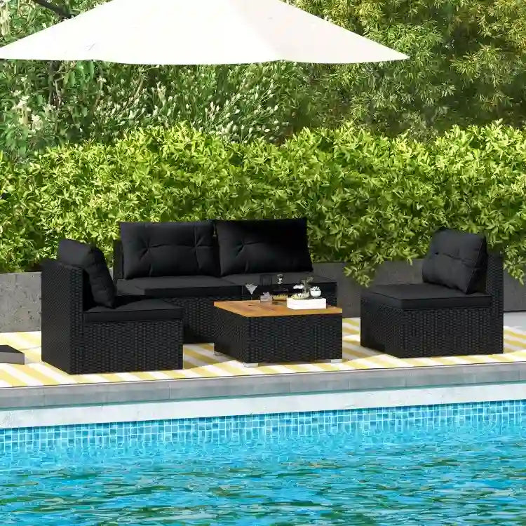 Ensemble de meubles de jardin modernes 5 pièces pour cour et bord de piscine - 27 x 25 x 25,5 (L x l x H)