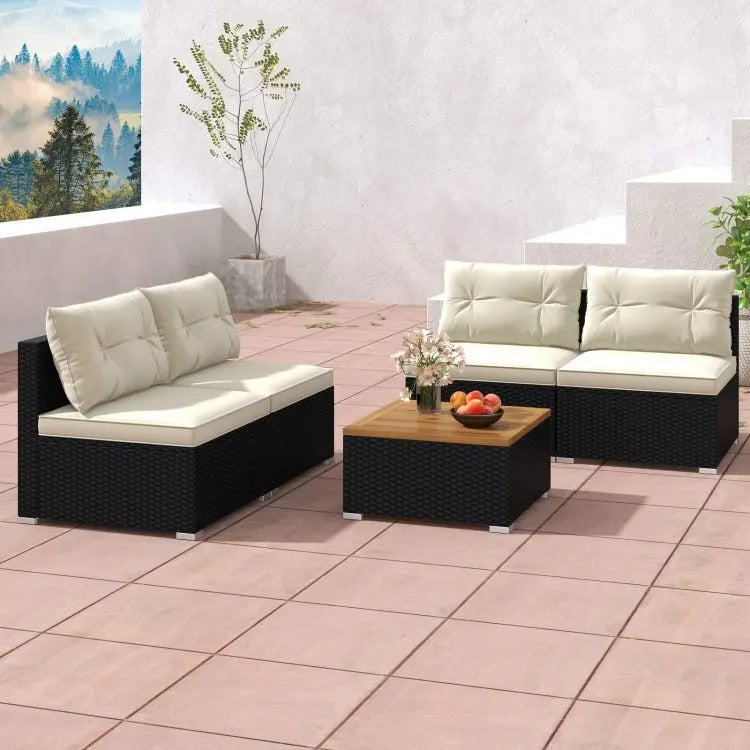 Ensemble de meubles de jardin modernes 5 pièces pour cour et bord de piscine - 27 x 25 x 25,5 (L x l x H)