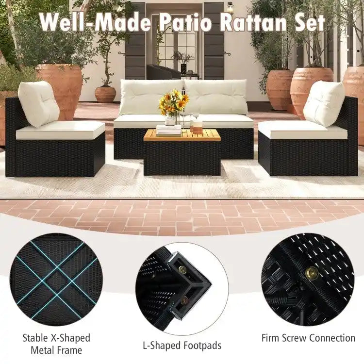 Ensemble de meubles de jardin modernes 5 pièces pour cour et bord de piscine - 27 x 25 x 25,5 (L x l x H)