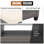 Set mobili da esterno in rattan 4 pezzi con cuscino e ripiano per tavolo - 27,5 x 47 x 30 (L x P x A)