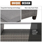 Set mobili da esterno in rattan 4 pezzi con cuscino e ripiano per tavolo - 27,5 x 47 x 30 (L x P x A)