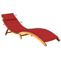 vidaXL Lettino da giardino con cuscino in legno massello di acacia - 72,4 x 21,7 x 25,2