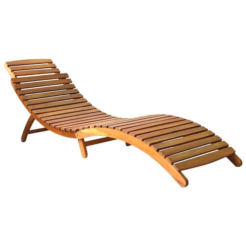 vidaXL Lettino da giardino con cuscino in legno massello di acacia - 72,4 x 21,7 x 25,2