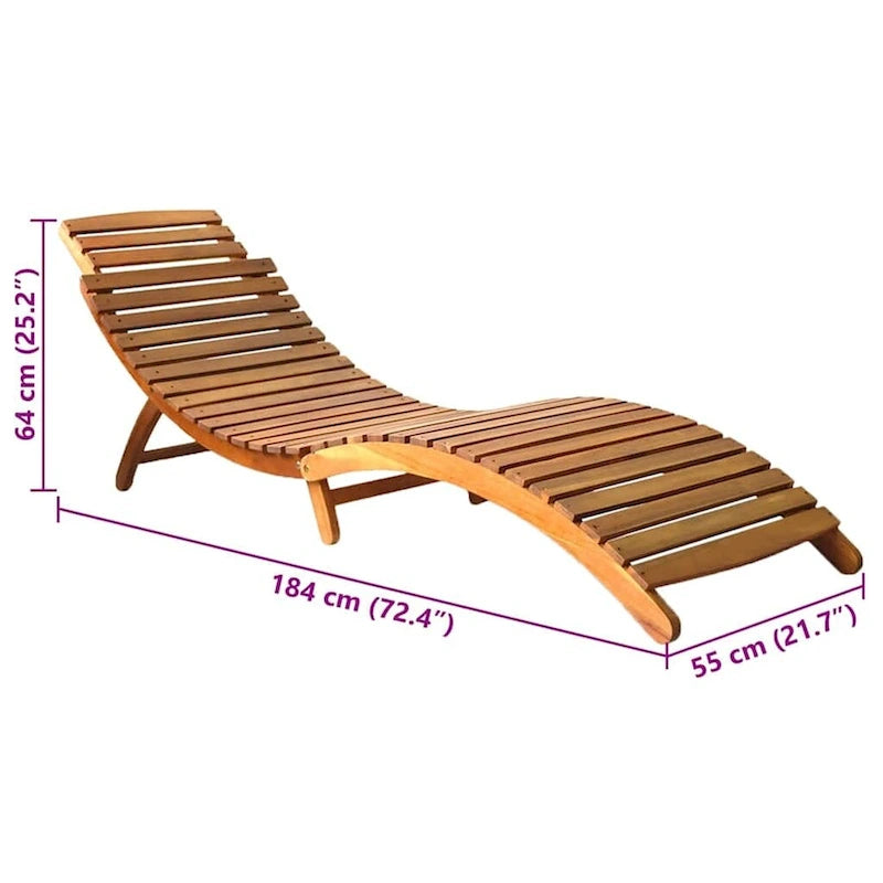 vidaXL Lettino da giardino con cuscino in legno massello di acacia - 72,4 x 21,7 x 25,2