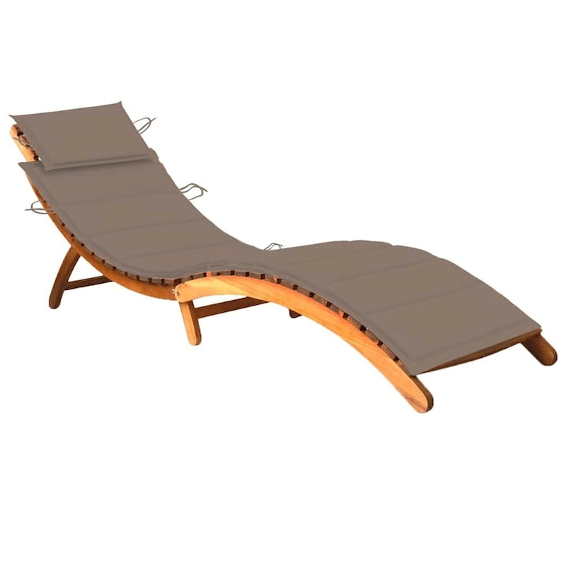 vidaXL Lettino da giardino con cuscino in legno massello di acacia - 72,4 x 21,7 x 25,2