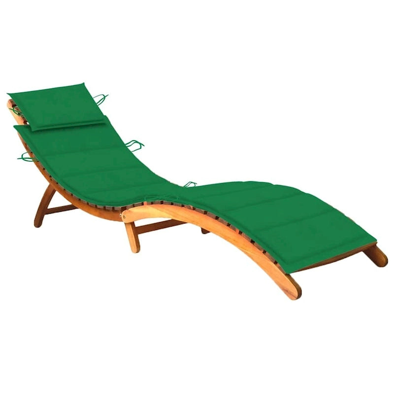 vidaXL Lettino da giardino con cuscino in legno massello di acacia - 72,4 x 21,7 x 25,2