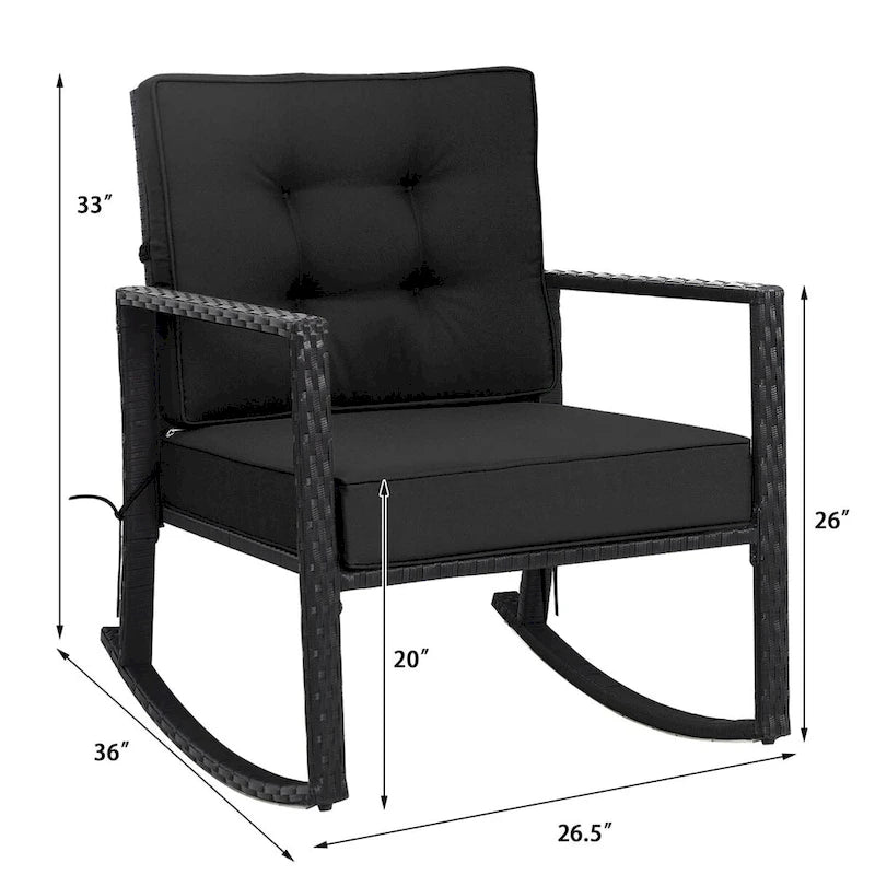 Gymax Sedia a Dondolo da Esterno in Vimini Sedia Singola in Rattan per Patio Giardino - Vedi Dettagli
