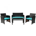 Set mobili da esterno 4 pezzi in rattan con cuscini - 43.5 x 25 x 31 (L x P x A)