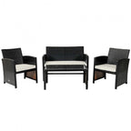 Set mobili da esterno 4 pezzi in rattan con cuscini - 43.5 x 25 x 31 (L x P x A)